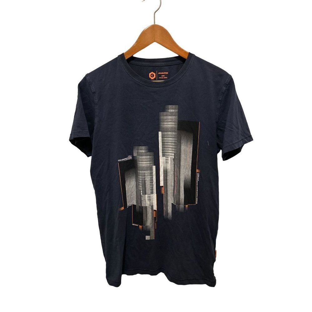 Jack Jones Graphic Tee Blue Gray Cotton Size Med